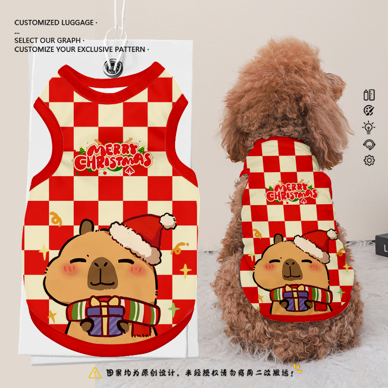 卡皮巴拉水豚联名圣诞节宠物衣服