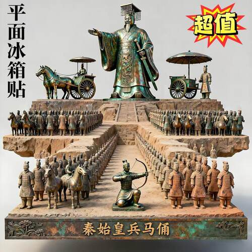 秦始皇兵马俑亚克力平面磁贴西安旅游景点纪念品文创伴手礼物