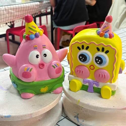 3D海绵宝宝派大星石膏娃娃