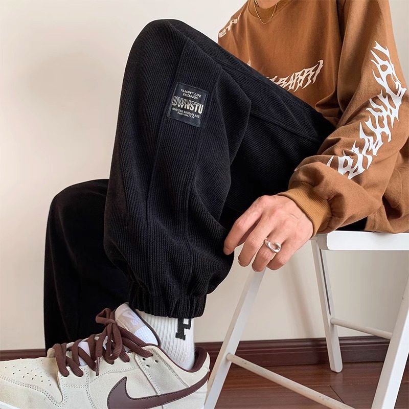 灯芯绒裤子男2026秋冬季新款加绒加厚外穿收口束脚运动休闲哈伦裤,男装,卫裤,淘宝优惠券,粉丝福利购,淘宝优惠卷