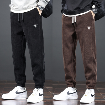 干活穿的耐磨裤子男款上班工作服秋冬季加绒加厚大码宽松劳保卫裤