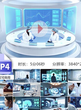 高清智慧医疗远程会诊AI医学影像CT扫描VR虚拟现实设备大视频素材