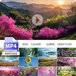 高清自然森林春暖花开暖阳鲜花盛开唯美清晨公园风景节气视频素材