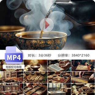 高清中医药材熬制合集黄芪人参养生老中医传统文化非遗健视频素材