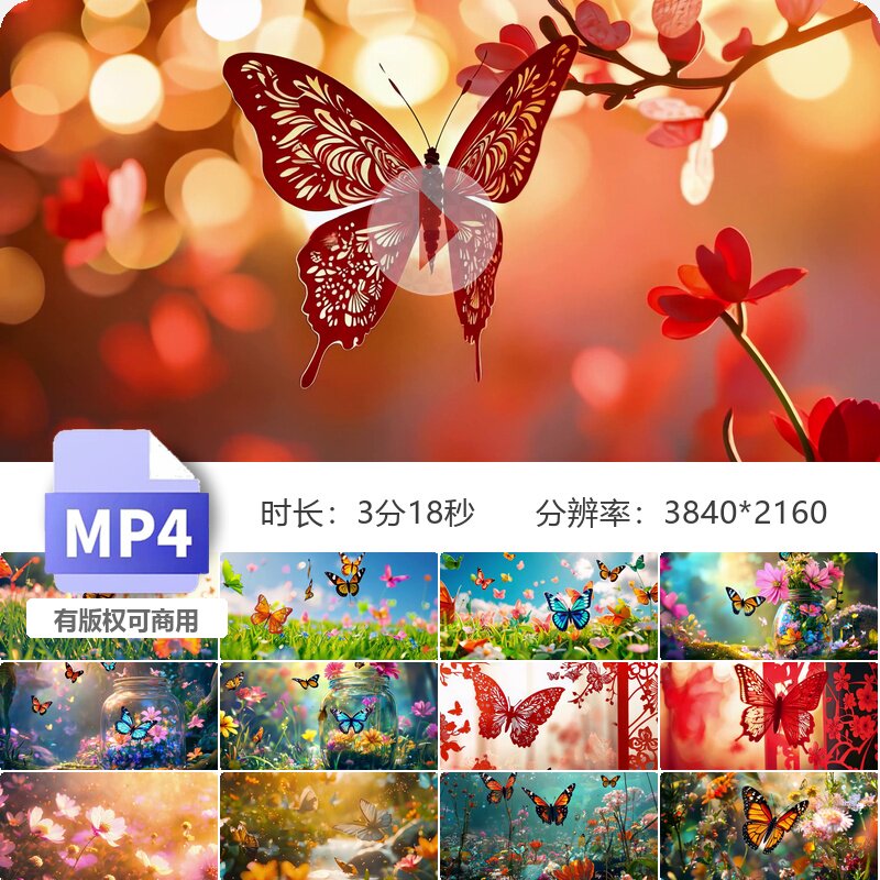 高清蝴蝶飞舞春日花园梦幻之旅花间舞动自然美景生态和谐视频素材