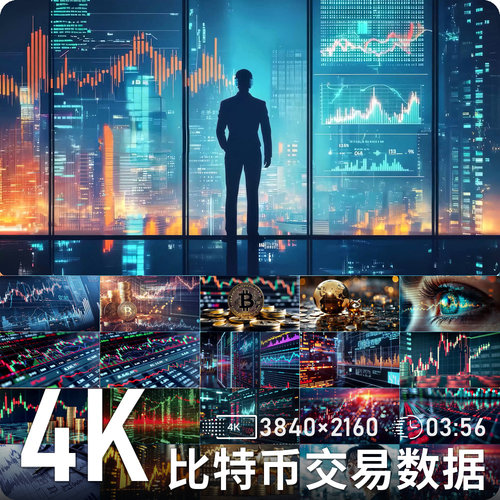 比特币交易数据行情波动金融市场图表界面高清动态背景视频素材
