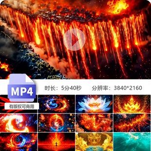 高清魔丸灵珠火焰冰霜特效哪吒敖丙三头六臂电影中国风视频素材