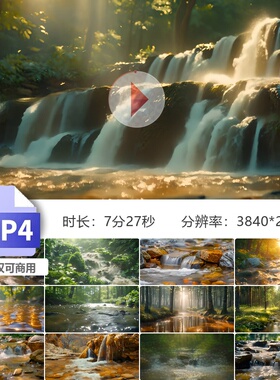 高清130多组溪流山泉镜头自然绿色户外瀑布生态保护视频素材