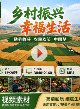 高清乡村振兴幸福生活勤劳收获农民欢笑中国梦视频素材