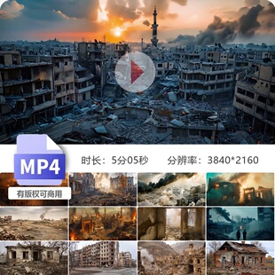 高清俄乌加沙废墟残垣断壁轰炸战火难民无家可归中东战场视频素材