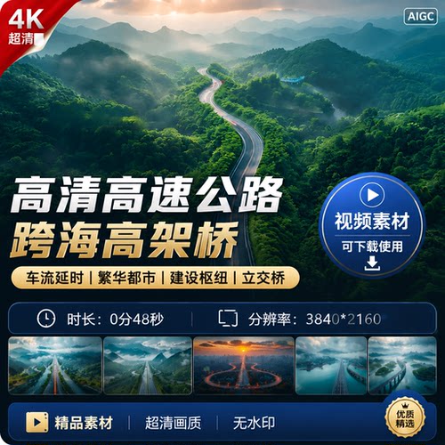 高清高速公路跨海高架桥车流延时繁华都市建设枢纽立交桥视频素材