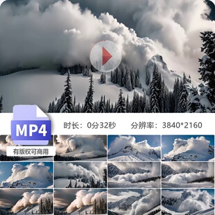 高清雪崩峰山崩塌雪山崩塌震撼场景特效高质量专业拍摄视频素材