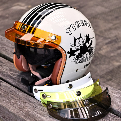 台湾复古头盔帽檐摩托车头盔帽沿半盔遮阳帽舌防晒4分之3头盔帽檐