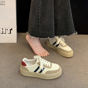 飞跃真皮运动休闲厚底德训鞋女2024年春季新款百搭运动美拉德板鞋
