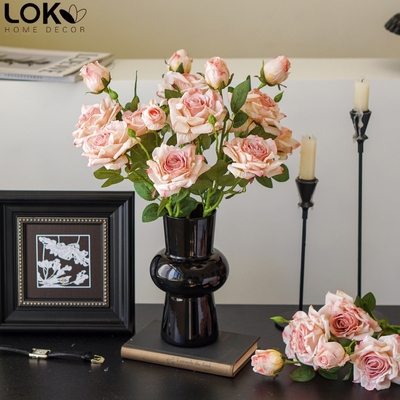 焦边烤边玫瑰仿真花假花摆设餐桌客厅高级感逼真装饰摆件干花花束