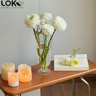 花瓶简约中古透明玻璃高脚杯水养鲜切花水培现代客厅餐桌装饰摆件