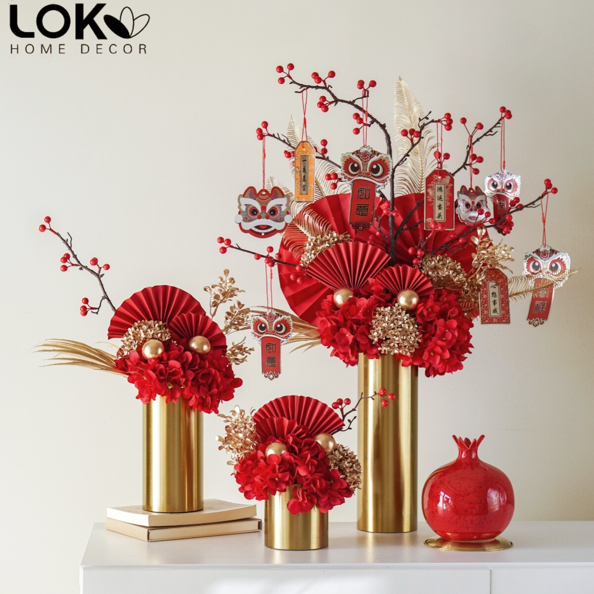 2026马年新年插花摆件客厅花冬青红果发财果装饰过年春节年宵花,家居饰品,仿真花/假花,淘宝优惠券,粉丝福利购,淘宝优惠卷