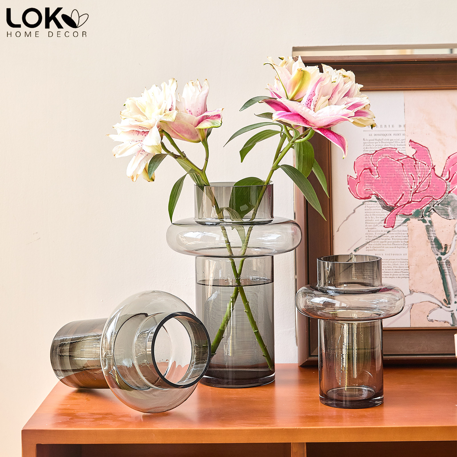 北欧轻奢小蛮腰玻璃花瓶透明客厅创意餐桌INS插花瓶水培花器摆件