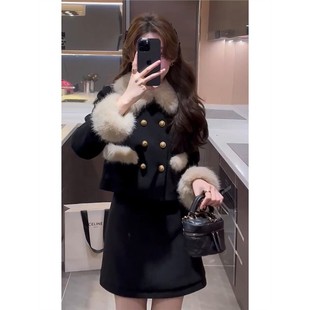 日本代购深冬装搭配一整套女高级感富家千金小香风毛呢两件套装裙