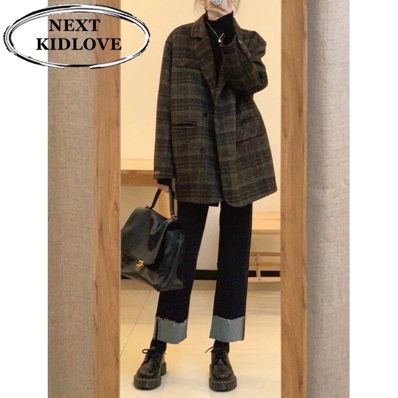 日本代购短款格子西装呢子大衣女秋冬高级感小个子加厚毛呢外套春,女装/女士精品,毛呢外套,淘宝优惠券,粉丝福利购,淘宝优惠卷
