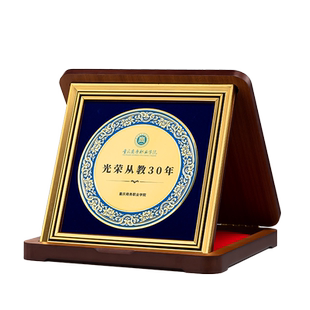 光荣退休纪念品折叠奖章定制公司年会表彰礼品勋章周年景泰蓝奖盘