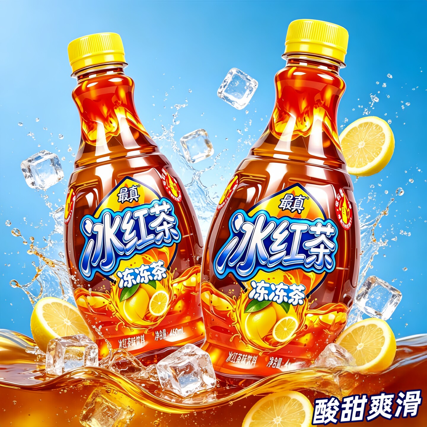 【夏日畅饮】12瓶冰红茶冻冻茶饮料460mL添加维C冰红茶味饮料整箱