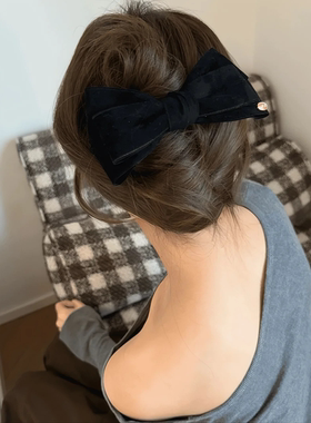 气质美拉德麂皮绒发夹2025新款质感立体硬挺蝴蝶结发夹鸭嘴夹发饰