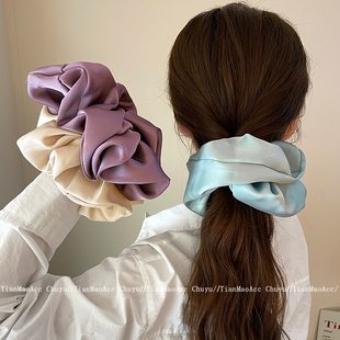 缎面真丝超大大肠发圈发绳高级感气质扎头发女2024新款丝绸发饰