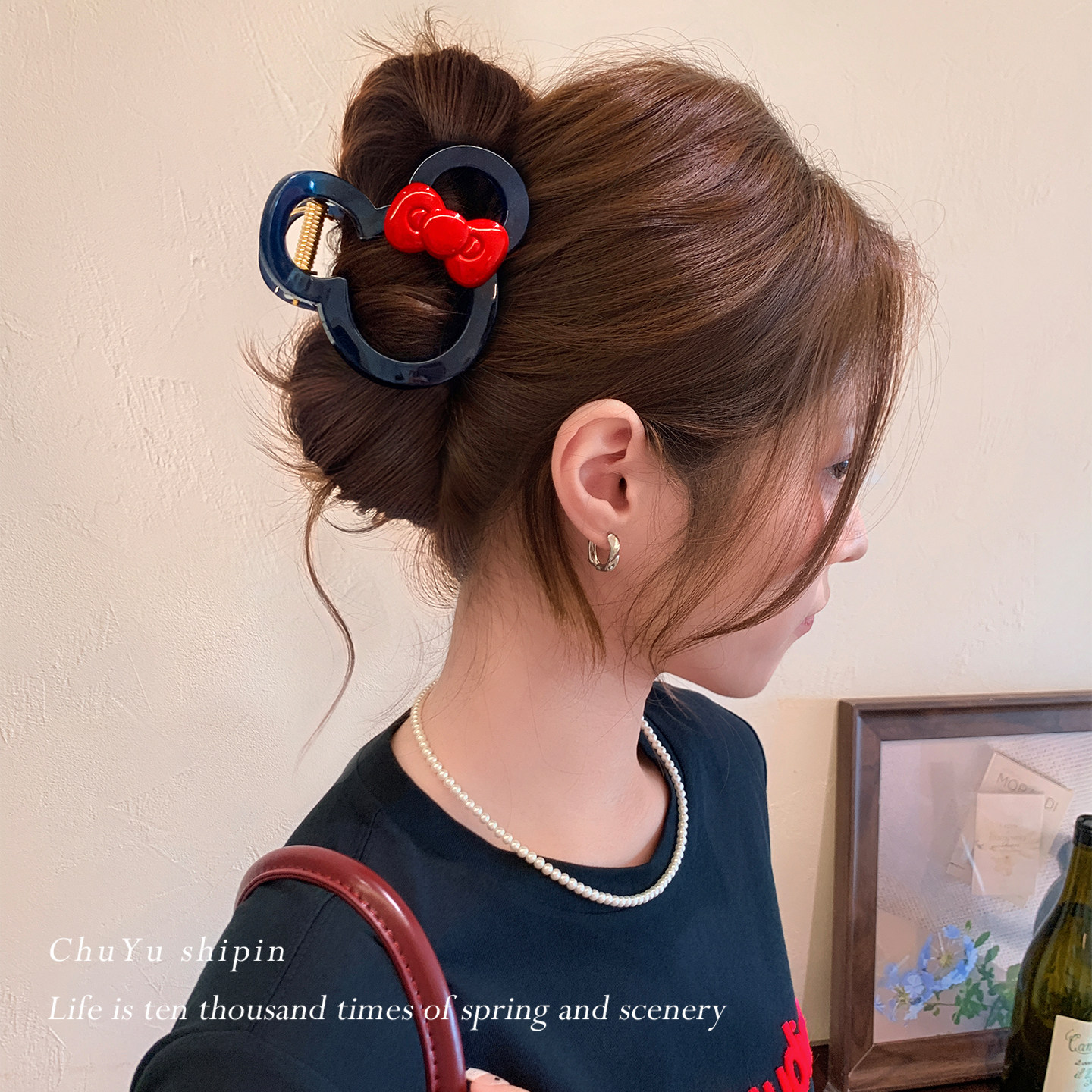 可爱米妮蝴蝶结抓夹女童趣发夹