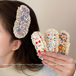 森系甜美小碎花刘海贴侧边碎发整理神器可爱少女后脑勺魔术贴头饰