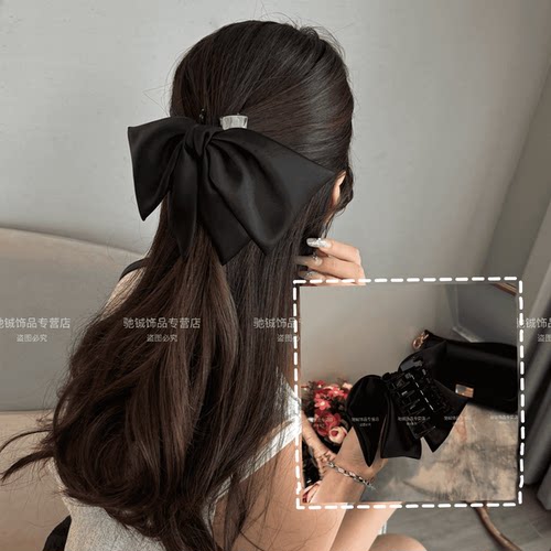 气质新款蝴蝶结缎面抓夹2024