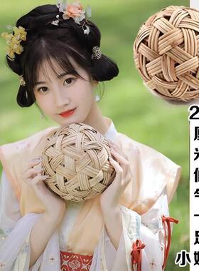 手工编织优质藤球蹴鞠球道具球古代足球包邮儿童玩具毽球学校绣球