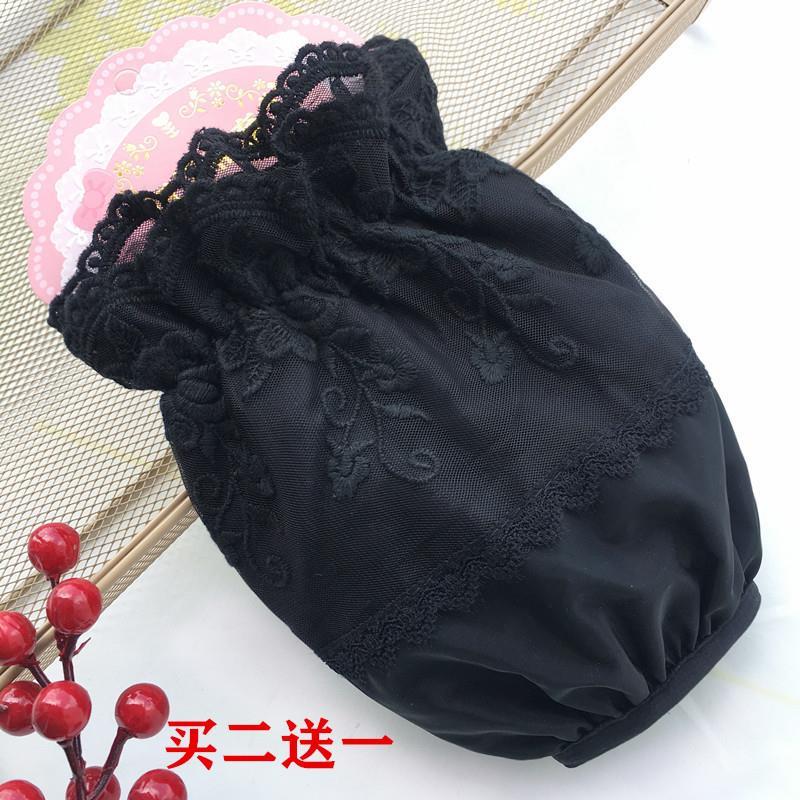 新款蕾丝秋冬女士办公室防脏袖套好看可爱黑色短款上班羽绒服护袖