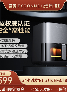 宫菱Fxgonne空气炸锅欧盟认证家用5L可视免翻面360度双通道加热