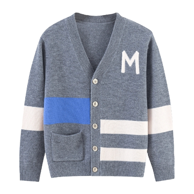 中大童男孩子纯羊毛开衫外套