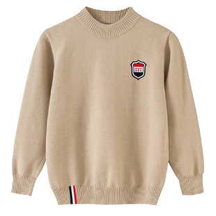 学生纯棉毛衣男女孩子秋冬季打底衫 学院风针织衫青少年大童线衣