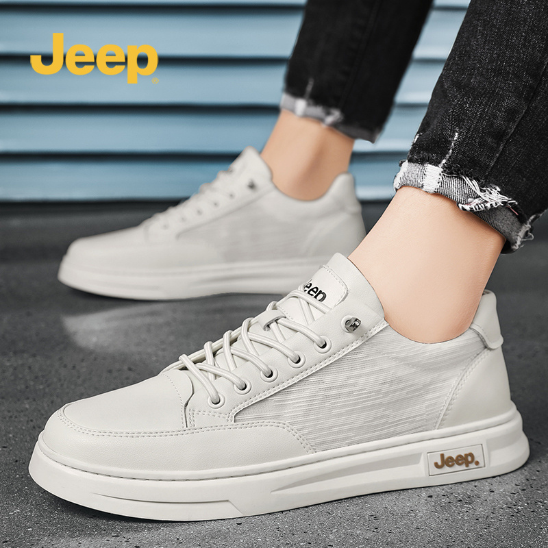 jeep吉普夏季男鞋2023新款一脚蹬休闲小白鞋男士透气薄款软底板鞋