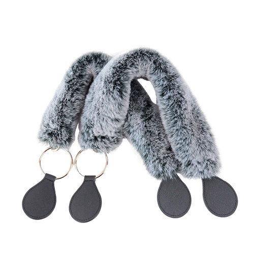 obag秋冬仿獭兔毛绒配水滴提手柄