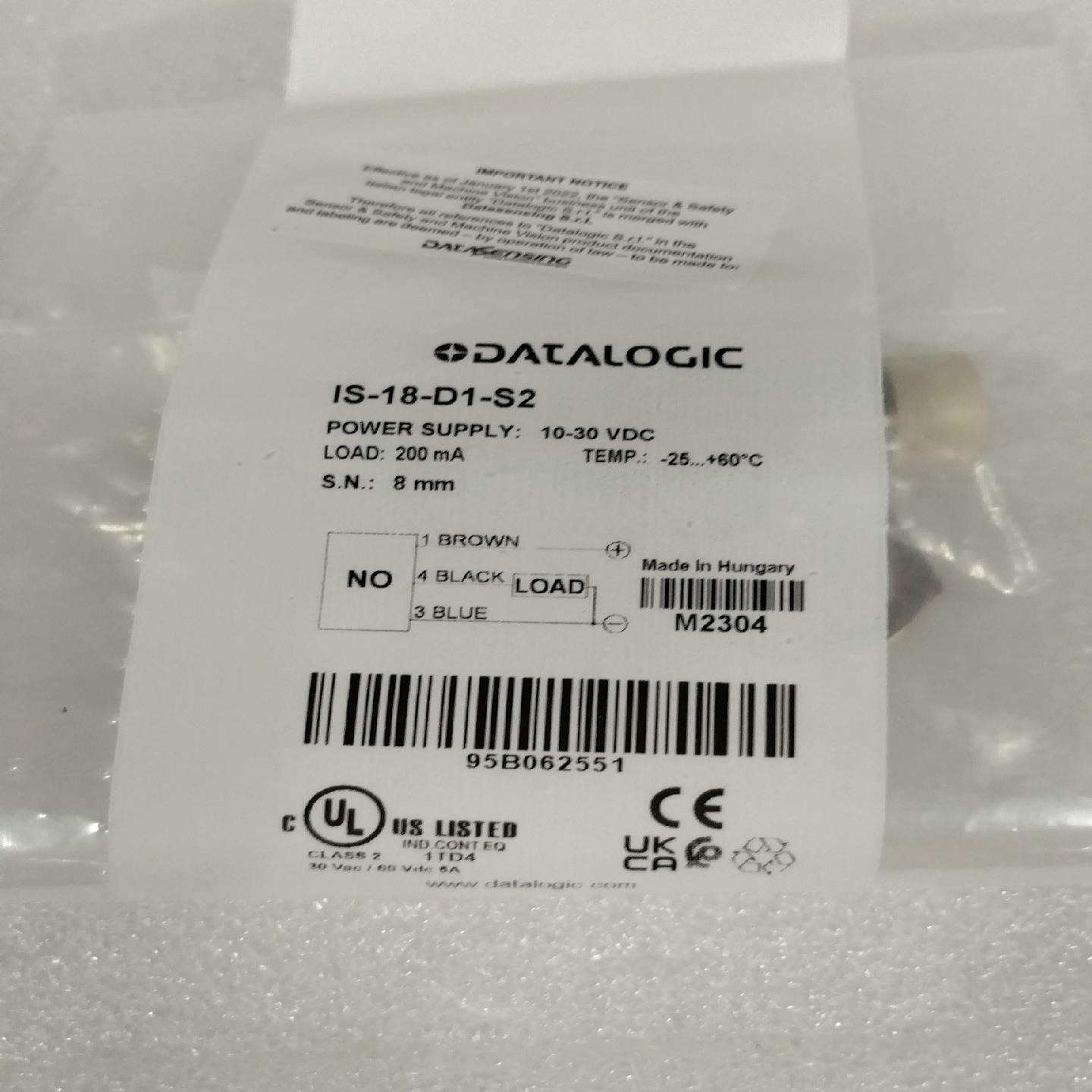 DATALOGIC  接近开关 IS-18-D1-S2，全新
