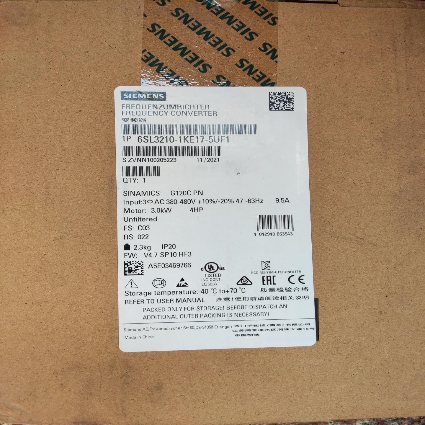 [德峰]kw pn西门子闲置  3 两台变频器G120c