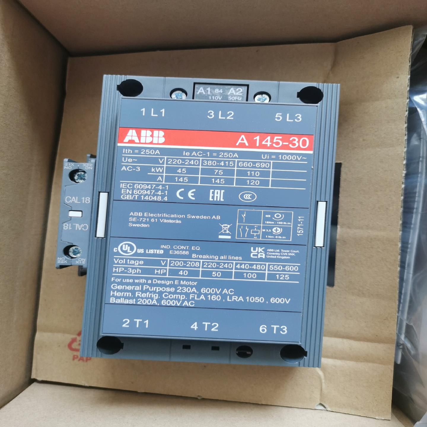 原装接触器 A145-30-11 AC110V