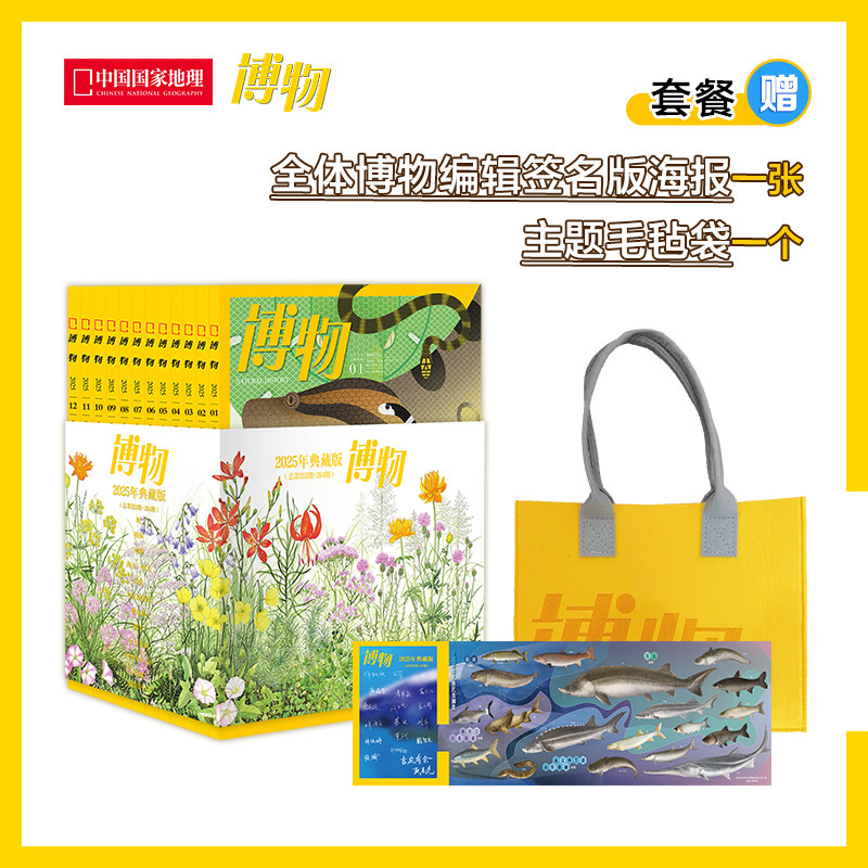 博物杂志 2025典藏版 全12册 赠:全体博物编辑签名版海报+主题毛毡袋） 2024年典藏版 中国国家地理杂志 青少年科普杂志读物 正版