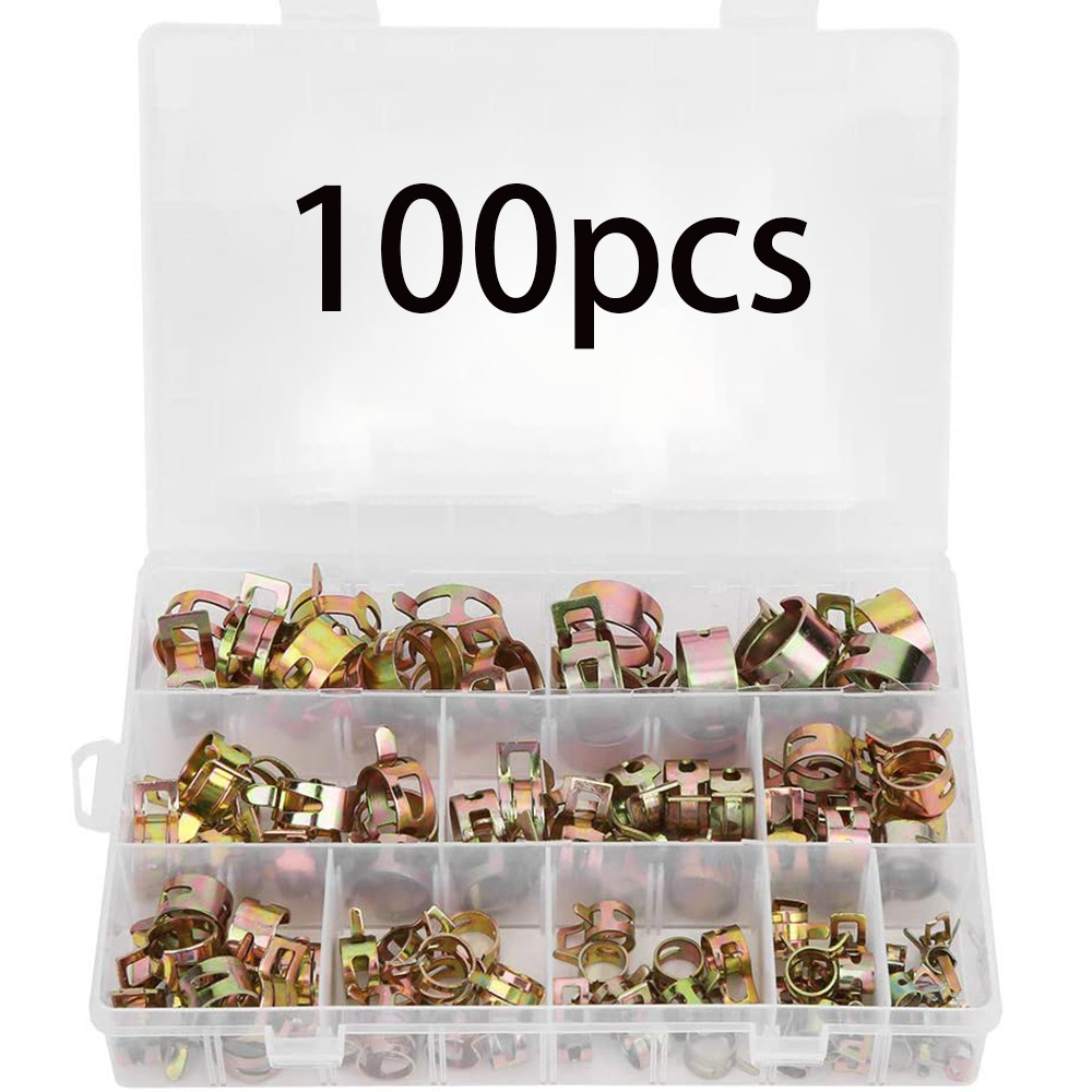 60/100盒装镀彩锌弹性箍圈6-22mm组合卡箍抱箍管夹套装