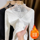 今年流行网纱拼接蕾丝加绒内搭打底衫 洋气仙女轻奢上衣 半高领长袖