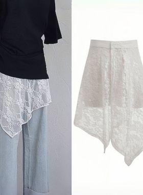 爆款2025女装复古显瘦蕾丝半身裙屁帘秋季新款不规则遮肚子腰饰