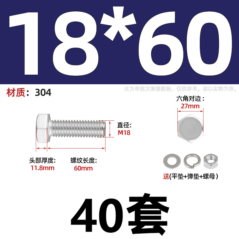 M3-M20外六角螺栓304不锈钢螺丝螺母套装配件大全M6M8M10加长螺杆