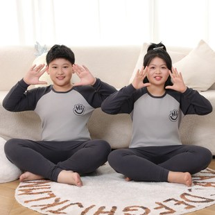 大童居家卡通可爱常服男童全棉加大加厚保暖睡衣胖童秋衣秋裤 套装