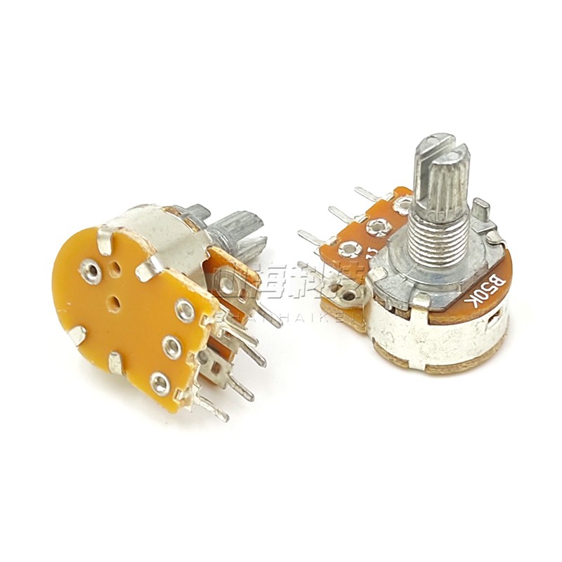 5脚 WH148 50K碳膜电位器带开关 B50K可调电阻 功放 音箱调节旋钮