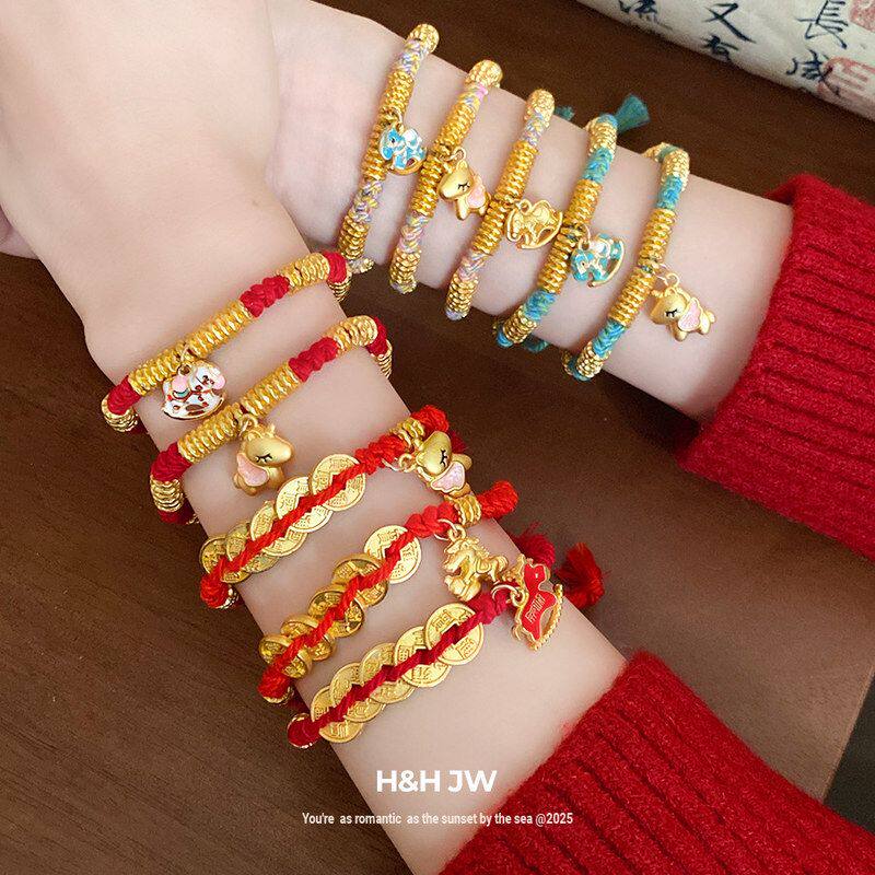 编织时尚吊坠百搭滴油手链小众彩绳本命年批发手饰中国风手环小马