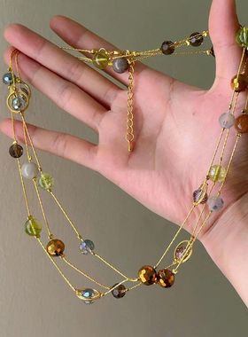 简约玻璃锁骨石头多巴胺女串珠